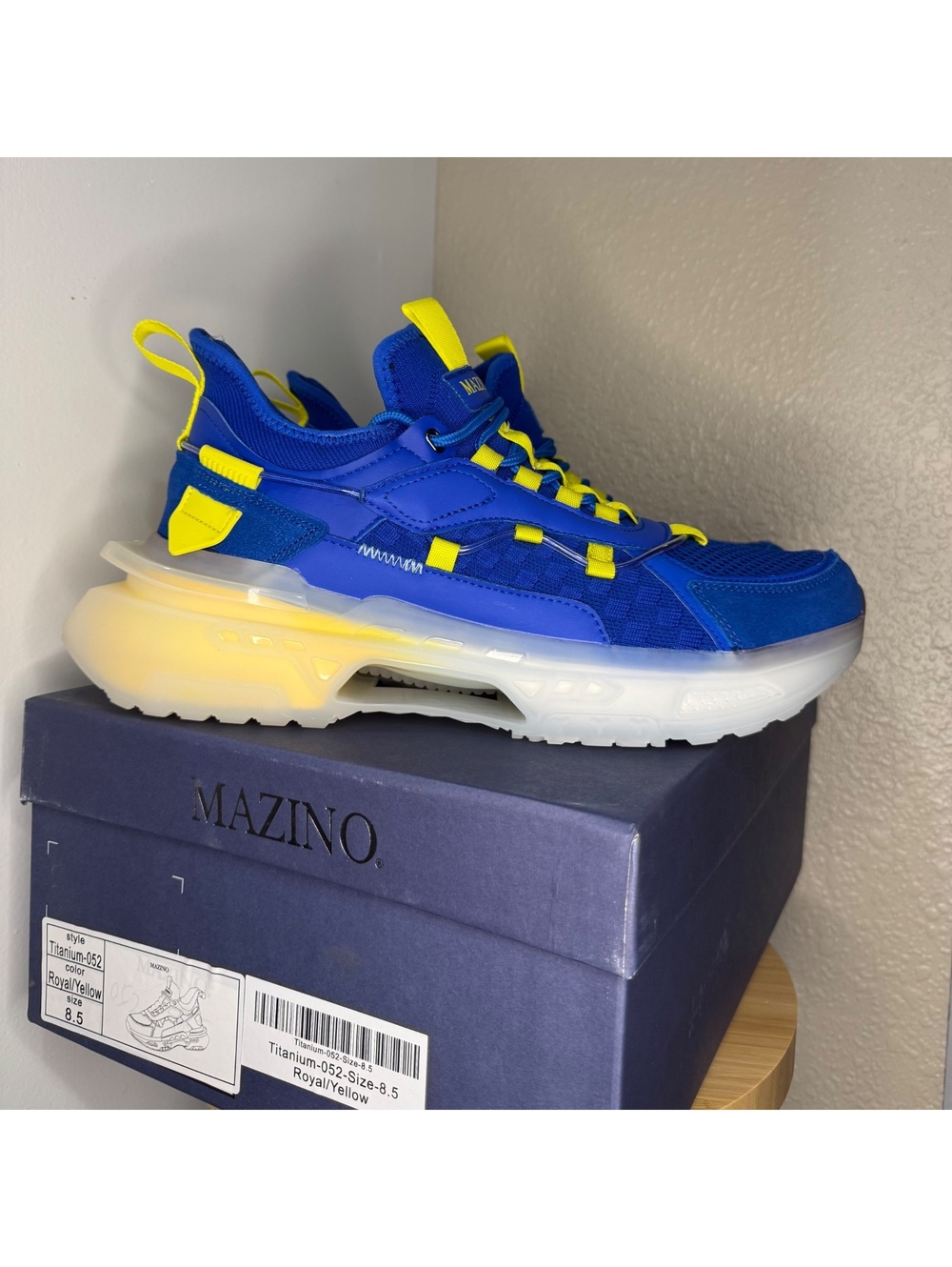 Mazino Titanium-052 Royal Yellow Men’s Size 8.5 Sneakers New w/ Box Designer